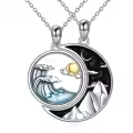 wholesale 925 Sterling Silver Couples BFF Necklaces Wholesale with Yin-Yang Sun-Moon Mountain-Wave Pendants-0-0