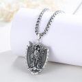 wholesale 925 Sterling Silver Archangel Michael Shield Pendant Necklace for Men Women Catholic s-0-4