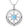 wholesale 925 Sterling Silver Lapis Lazuli Compass Pendant Necklace I'd be lost without you Love Gift for Wife Girlfriend Her Anniversary Birthday-0-30