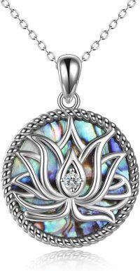 wholesale 925 Sterling Silver Abalone Shell Lotus Pendant Necklace Yoga Jewelry for Women-style A
