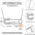 wholesale 925 Sterling Silver Hypoallergenic S925 Mom Safety Pin Necklace with White Gold Plating, Nickel-Free, Lead-Free, Cadmium-Free, Gift for Mother's Day-0-4