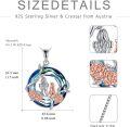 wholesale 925 Sterling Silver Blue Crystal Mother & Child Pendant with Pink Roses - Perfect Gift for Mom-0-3