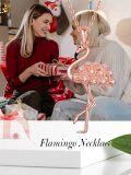 wholesale 925 Sterling Silver Plated Rose Gold Flamingo Crystal Pendant Necklace for Women Girls  45cm Chain Length-0-1