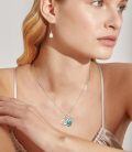 wholesale 925 Sterling Silver White Gold Plated Mother Child Heart Turquoise Pendant Necklace-0-1