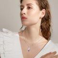 wholesale 925 Sterling Silver Purple Crystal Feather Pendant Necklace s for Women-0-4