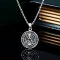 wholesale 925 Sterling Silver Gothic Skull Memento Mori Pendant Necklace with Roman Numerals and Remember to Live Inscription - 22+2 inch  Stoic s for Men & Women-0-2