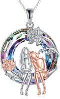 wholesale 925 Sterling Silver Sisters Pendant Necklaces - Rainbow Crystal Friendship Gifts for Sis-0-0