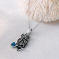 wholesale 925 Sterling Silver Owl Turquoise Stone Pendant Necklace for Women and Girls Gifts-0-3