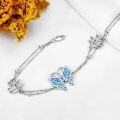 wholesale 925 Sterling Silver Blue Fire Opal Butterfly Charm Anklet for Women Girls Beach  8 Adjustable Chain-0-2