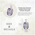 wholesale 925 Sterling Silver Owl Pendant with Purple Enamel and Cubic Zirconia Heart Gemstone - Gothic Style Statement Necklace for Women & Girls-0-5