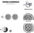 wholesale 925 Sterling Silver Norse Celtic Knot Stud Earrings with Rune Design - Viking  for Him & Her-0-2
