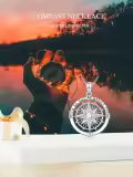 TOUPOP Sterling Silver Compass Pendant Necklace For Women Men Birthday Anniversary Gift-0-4