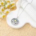 wholesale 925 Sterling Silver Green Abalone Shell Phoenix Bird Round Pendant Necklace for Women-0-1