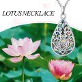 wholesale Abalone Lotus Necklace 925 Sterling Silver Lotus Flower Necklace Yoga Pendant Abalone Jewelry Christmas Gifts For Women -0-5