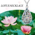 TOUPOP Sterling Silver Abalone Lotus Flower Necklace Yoga Pendant-0-5