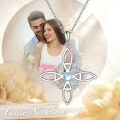 wholesale 925 Sterling Silver Celtic Cross Moonstone Pendant Necklace Platinum Plated For Women-0-4