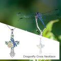wholesale 925 Sterling Silver Flower & Butterfly Cross Pendant Necklace for Women Girls Christian Gift Jewelry-0-2