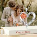 wholesale TOUPOP Rose Necklace For Women 925 Sterling Silver I Love You Heart Necklace Jewelry Gifts For Her Mom Girlfriend Wife Birthday -0-2