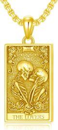 wholesale Gold 925 Sterling Silver The Lovers Tarot Pendant Necklaces for Women Men Gifts-0-0