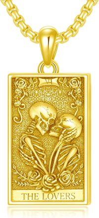 wholesale Gold 925 Sterling Silver The Lovers Tarot Pendant Necklaces for Women Men Gifts-Lovers_Gold