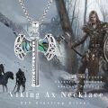 wholesale 925 Sterling Silver Viking Axe Pendant with Abalone Shell and Norse Runes - Nordic Amulet Jewelry for Men Women -0-5
