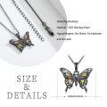 wholesale 925 Sterling Silver Butterfly Pendant Necklace Black Gold Plated Opal For Women-0-3