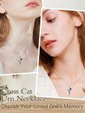 wholesale TOUPOP Cat Cross Urn Necklaces For Ashes S925 Sterling Silver Butterfly Cremation Jewelry Memorial Keepsake Jewelry With Funnel Filler For Women Men -0-2