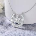 wholesale 925 Sterling Silver Horse Shoe Star Pendant Necklace with Cubic Zirconia Luck Charm s for Women-0-2