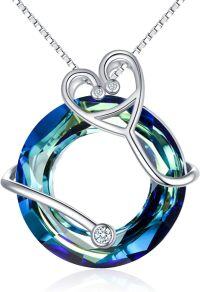 wholesale 925 Sterling Silver Nurse Necklace with Blue Crystal Pendant and Medical Caduceus Jewelry for Women Mom Birthday Graduation Gifts-B-Stethoscope Necklace-Blue Circle Crystal