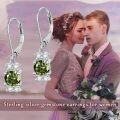 wholesale 925 Sterling Silver Peridot and White Topaz Leverback Drop Earrings - 2 ct Total Weight-0-4