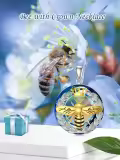 TOUPOP Sterling Silver Gold Plated Crystal Bee With Crown Pendant Necklace-0-1
