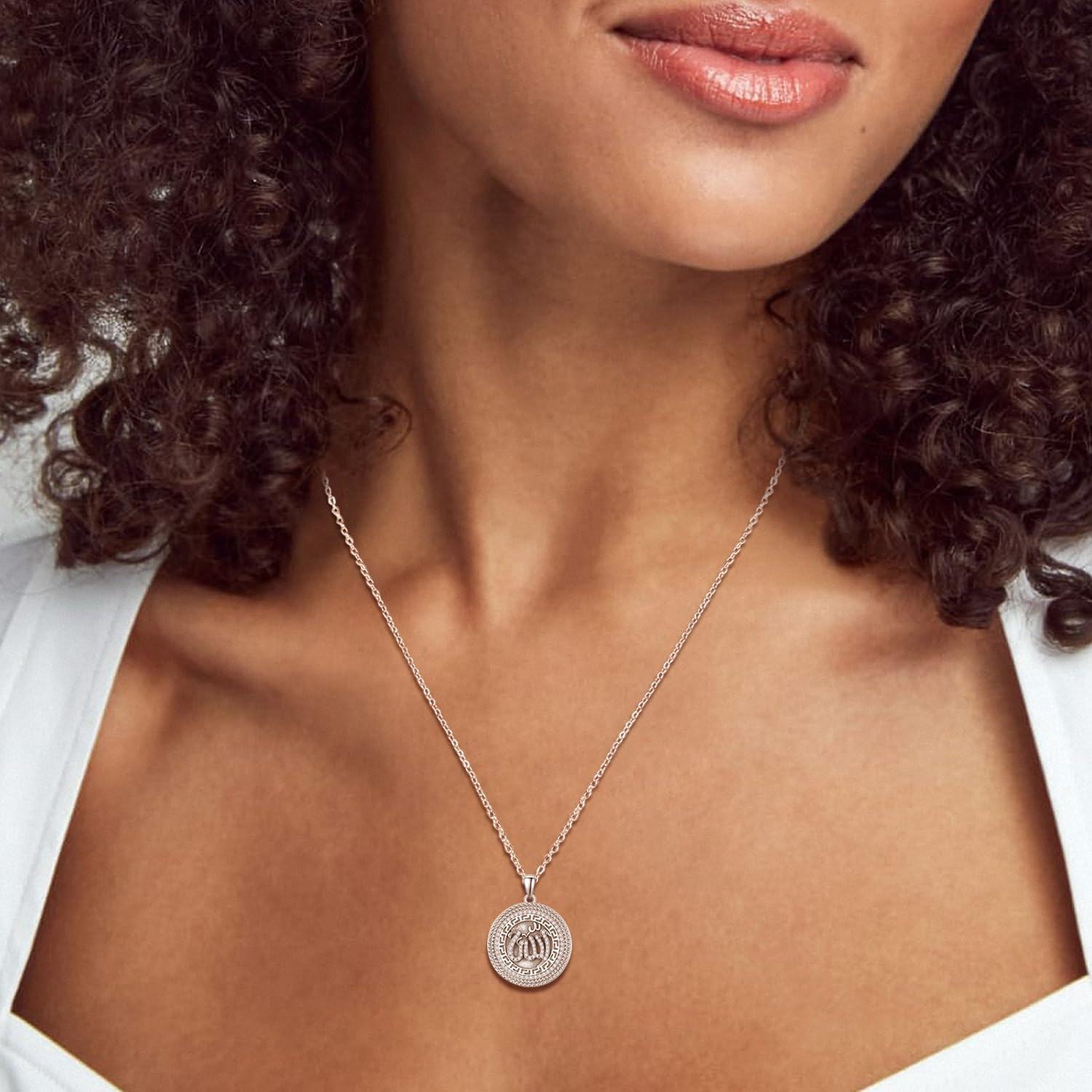 wholesale 925 Sterling Silver Allah Round Pendant Necklaces for Women Men Islam  45cm Chain Length-0-1