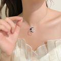 wholesale 925 Sterling Silver Crescent Moon Black Rose Bat Pendant Gothic Necklace -0-4