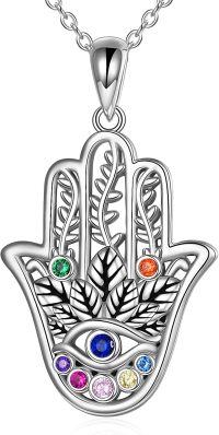 wholesale 925 Sterling Silver Hamsa Hand Necklace 19-23mm for Women, Hand of Fatima Pendant with 18-20 Chain, Gift Ready-hamsa hand necklace