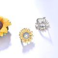 wholesale Sunflower Earrings Gifts For Women, Sunflower Hoop Earrings Sterling Silver Gold/silver Plated Sunflower Earrings Valentine's Day Birthday Gifts For Women Wife Daughter -0-4