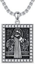 wholesale 925 Sterling Silver St. Benedict Pendant Necklace  with Cubic Zirconia - Religious Jewelry for Men & Women - Christmas Gift Idea-0-0