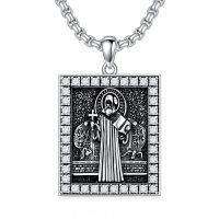 wholesale 925 Sterling Silver St. Benedict Pendant Necklace  with Cubic Zirconia - Religious Jewelry for Men & Women - Christmas Gift Idea-St Benedict