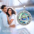 wholesale 925 Sterling Silver Abalone Shell Triquetra Trinity Celtic Love Knot Pendant Necklace-0-5