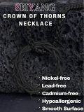 wholesale 925 Sterling Silver Crown of Thorns Necklace with Black Spikes Pendant Amulet s (with Gift Box) -0-4