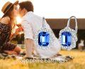 wholesale 925 Sterling Silver Blue Sapphire & Cubic Zirconia Halo Drop Earrings for Women Gift Jewelry-0-5