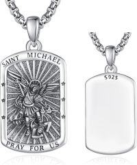 wholesale 925 Sterling Silver Saint Michael Medal Pendant Necklaces for Men & Women - Religious Protection -B0-Saint Michael-B0-Saint Michael（Personalized）