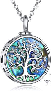 wholesale 925 Sterling Silver Tree of Life Urn Pendant with Abalone Shell Inlay Keepsake Memorial Jewelry-Abalone Shell Tree of Life Urn Necklaces