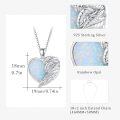 wholesale 925 Sterling Silver White Opal Heart with Angel Wings Pendant Necklaces - Elegant Fine s for Her-0-3