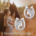 wholesale 925 Sterling Silver Horse Head Horseshoe Cubic Zirconia Stud Earrings for Women Girls -0-1