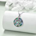 wholesale 925 Sterling Silver Abalone Shell Tree of Life Pentagram Triple Moon Goddess Pendant Necklace with Multi-Colored Stones and Chain 30-0-2