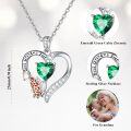wholesale 925 Sterling Silver Green Crystal Butterfly Heart Necklace for Mom & Grandma Gifts-0-4