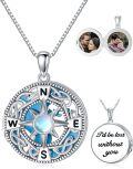 wholesale 925 Sterling Silver 925 Blue Enamel Celtic Knot Compass Photo Locket Pendant Necklace for Couples-0-0