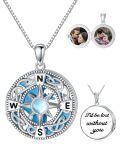 wholesale 925 Sterling Silver 925 Blue Enamel Celtic Knot Compass Photo Locket Pendant Necklace for Couples-0-0