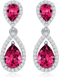 wholesale Sterling Silver Moissanite Birthstone Dangle Earrings for Women-07-July