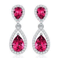 wholesale 925 Sterling Silver Moissanite Birthstone Dangle Earrings for Women-07-July